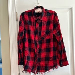 Beachlunchlounge Flannel fringe bottom shirt